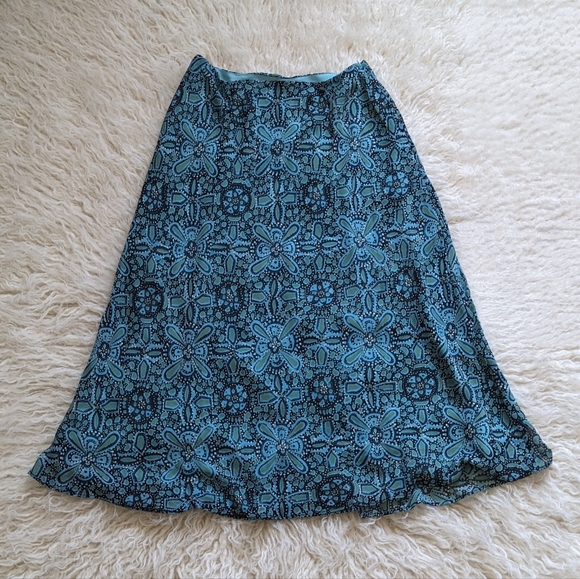 Y2K Style Mosaic Print Bias Cut Teal Skirt - Picture 1 of 6